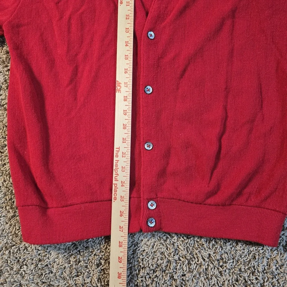 Vintage IZOD Sweater Mens Large Red Cardigan Crest Logo‎ Made USA Acrylic